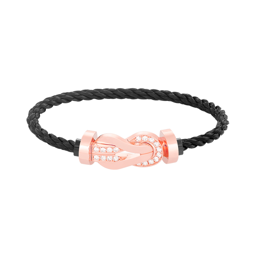 [⭐Seralia]CHANCE LARGE 8 FIGURE BUCKLE HALF DIAMOND BRACELET ROSE GOLD