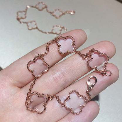 [⭐Seralia]CLOVER 5 MOTIF ROCK CRYSTAL BRACELET