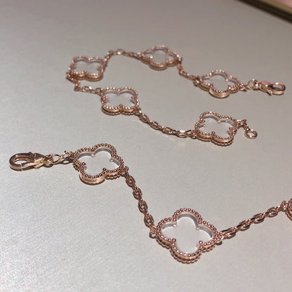 [⭐Seralia]CLOVER 5 MOTIF ROCK CRYSTAL BRACELET