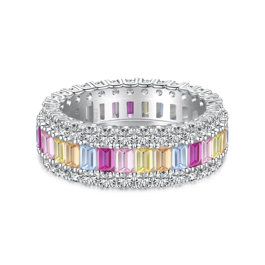 [Lucky Jewelry]Dainty Colorful Radiant Cut Daily Ring