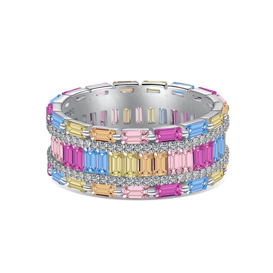 [Lucky Jewelry]Dazzling Colorful Radiant Cut Party Ring