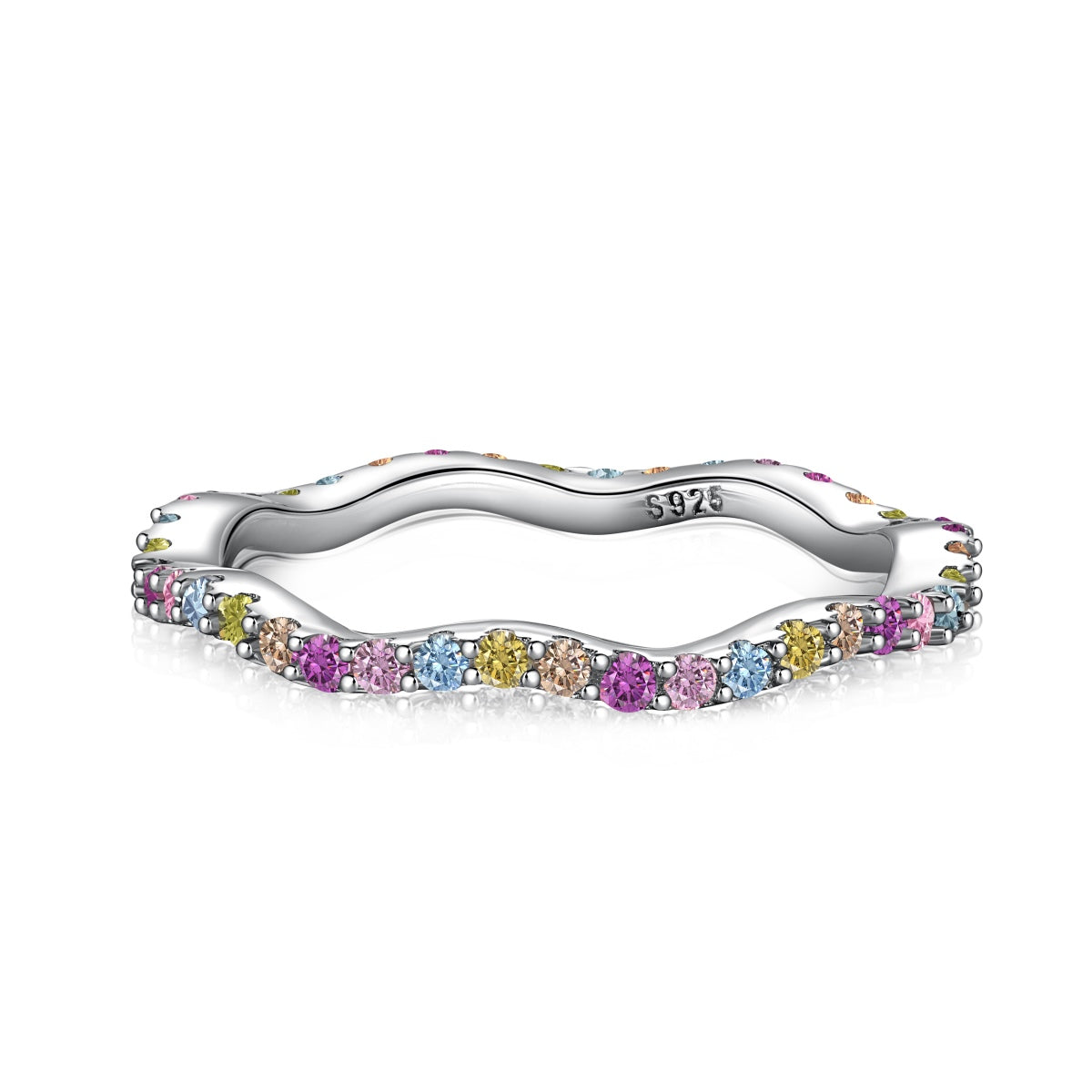 [Lucky Jewelry]Dainty Colorful Round Cut Party Ring