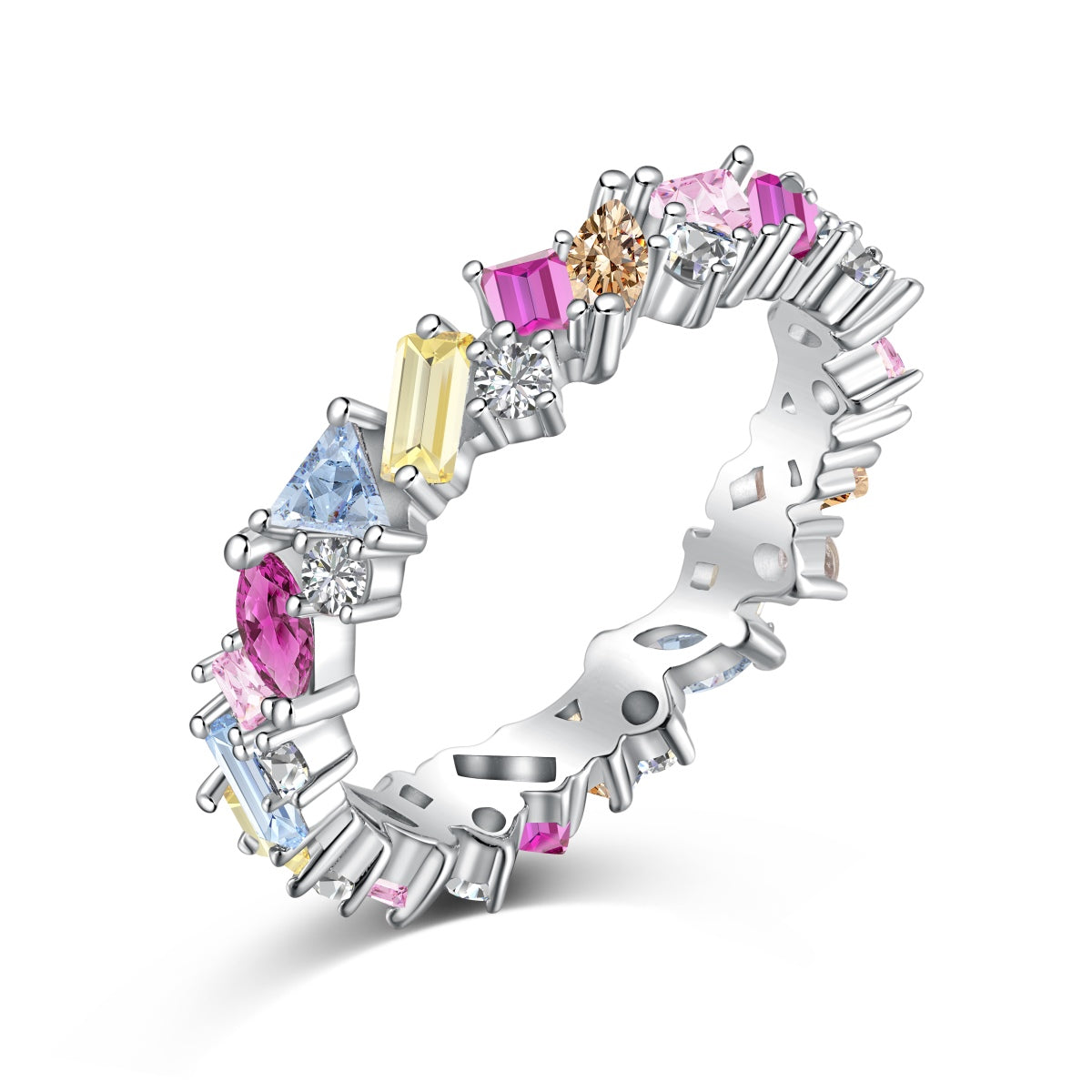 [Lucky Jewelry]Dazzling Polychromatic Multi cut Daily Ring