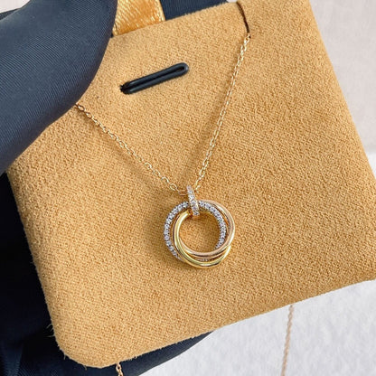 [⭐Seralia]TRINITY NECKLACE SILVER GOLD PINK GOLD DIAMONDS