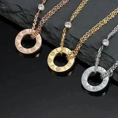 [⭐Seralia]LOVE NECKLACE 16MM 2 DIAMONDS