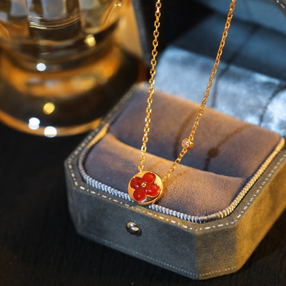 [⭐Seralia]SUN PEDANT PINK GOLD 1 DIAMOND NECKLACE