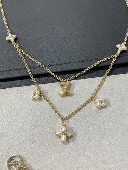 [⭐Seralia]FLOWERGRAM GOLD MOP DOUBLE ROW NECKLACE
