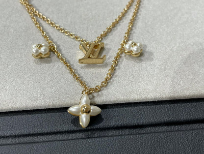 [⭐Seralia]FLOWERGRAM GOLD MOP DOUBLE ROW NECKLACE