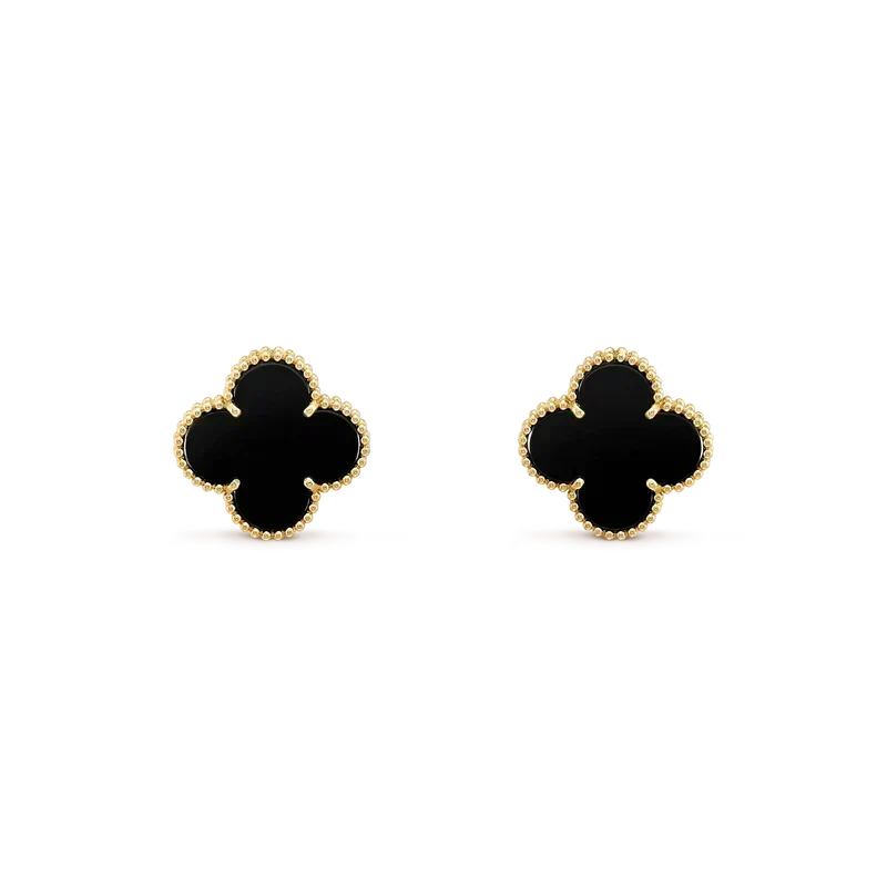 [⭐Seralia]CLOVER MEDIUM 1 MOTIFS  ONYX STUD EARRINGS