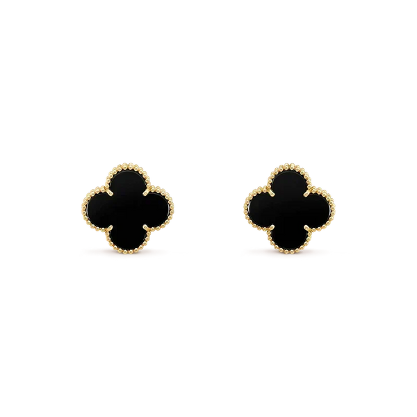 [⭐Seralia]CLOVER MEDIUM 1 MOTIFS  ONYX STUD EARRINGS
