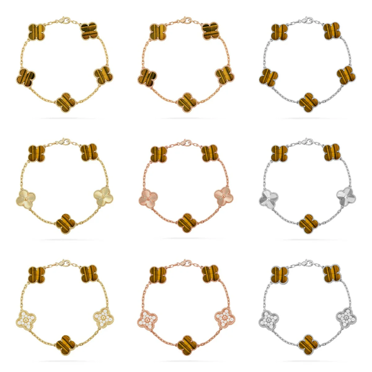 [⭐Seralia] CLOVER 5 MOTIFS TIGER EYE BRACELET COLLECTION