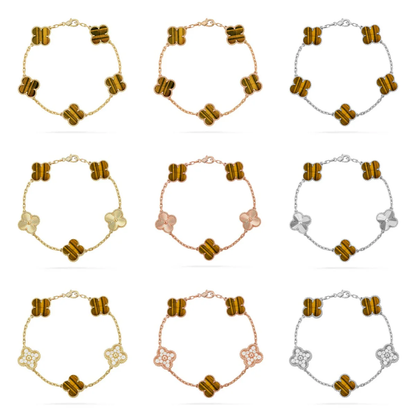 [⭐Seralia] CLOVER 5 MOTIFS TIGER EYE BRACELET COLLECTION