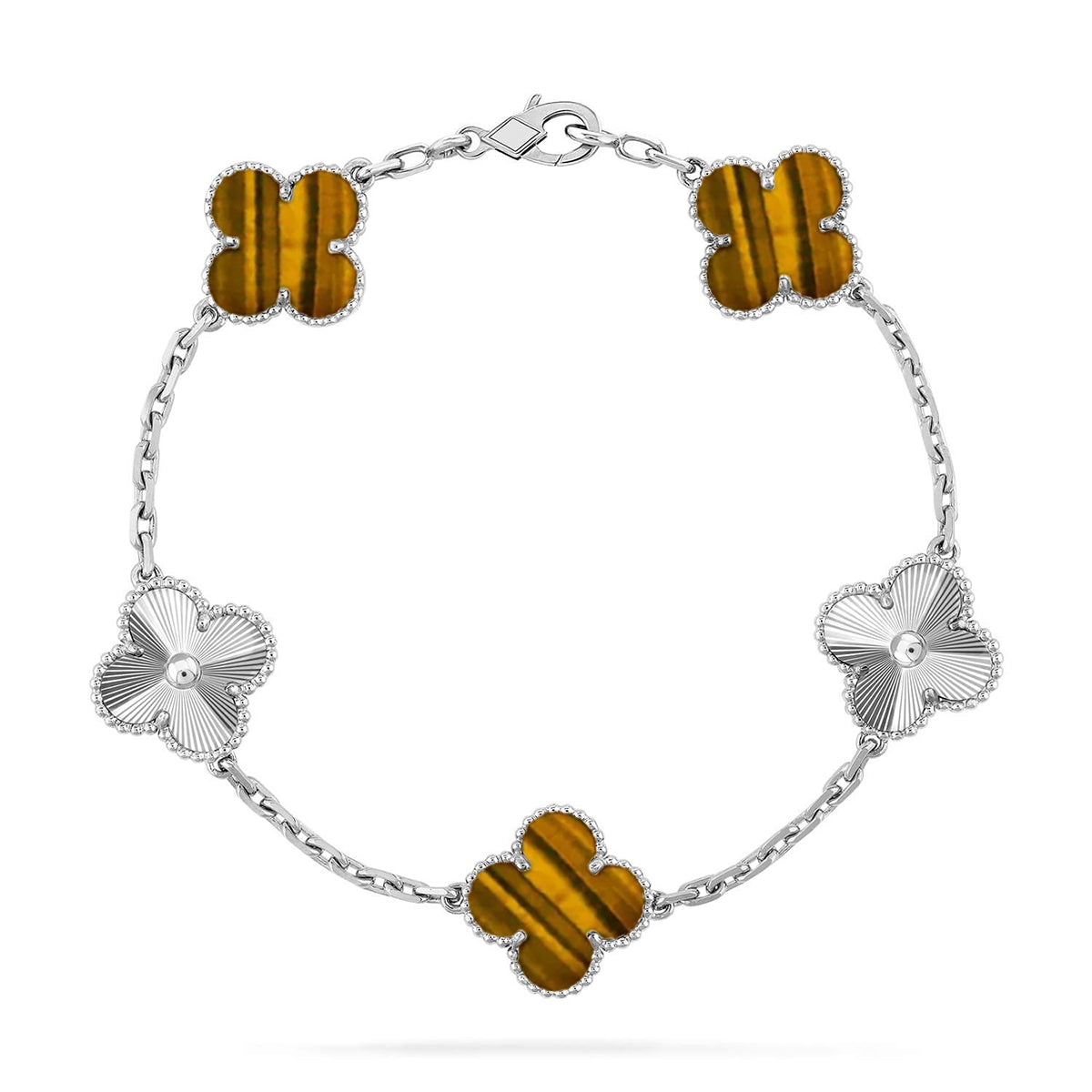 [⭐Seralia] CLOVER 5 MOTIFS TIGER EYE BRACELET COLLECTION