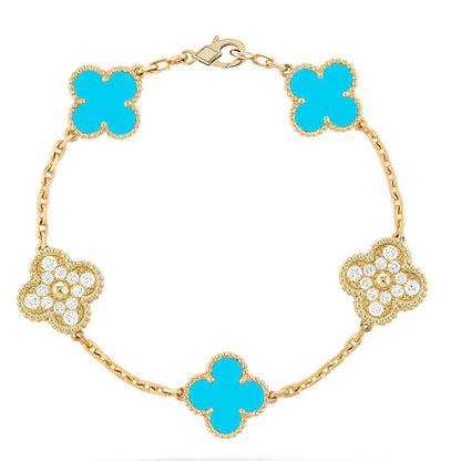 [⭐Seralia] CLOVER 5 MOTIF TURQUOISE BRACELET COLLECTION