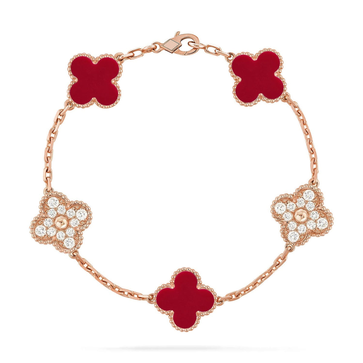 [⭐Seralia] CLOVER 5 MOTIF RED CORNELIAN BRACELET COLLECTION