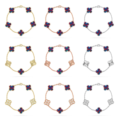 [⭐Seralia]CLOVER 5 MOTIF COLOR GEMSTONES BRACELET COLLECTION
