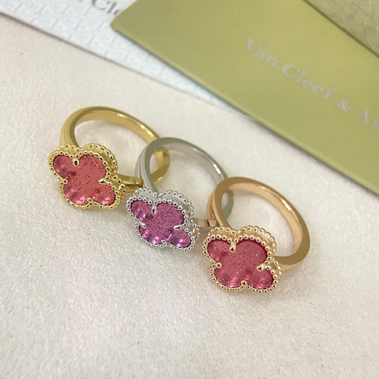 [⭐Seralia]NEW ROSE QUARTZ FOUR-LEAF CLOVER RING