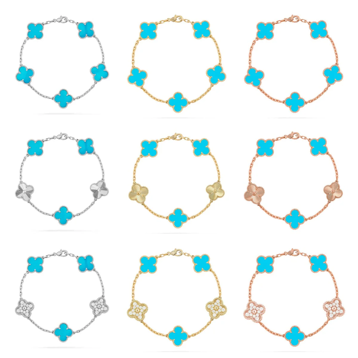 [⭐Seralia] CLOVER 5 MOTIF TURQUOISE BRACELET COLLECTION