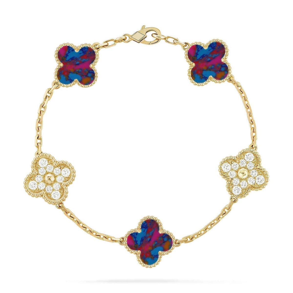 [⭐Seralia]CLOVER 5 MOTIF COLOR GEMSTONES BRACELET COLLECTION