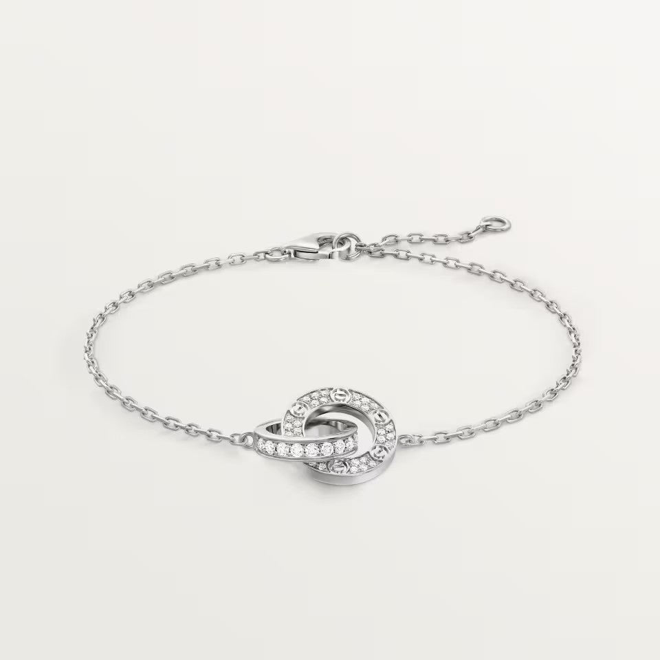 [⭐Seralia]LOVE DOUBLE RING FULL DIAMOND BRACELET