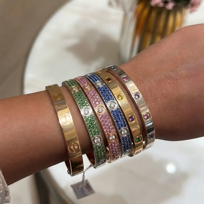 [⭐Seralia]2026 PAVE GEMSTONE LOVE BRACELET 6.1MM 10 DIAMONDS