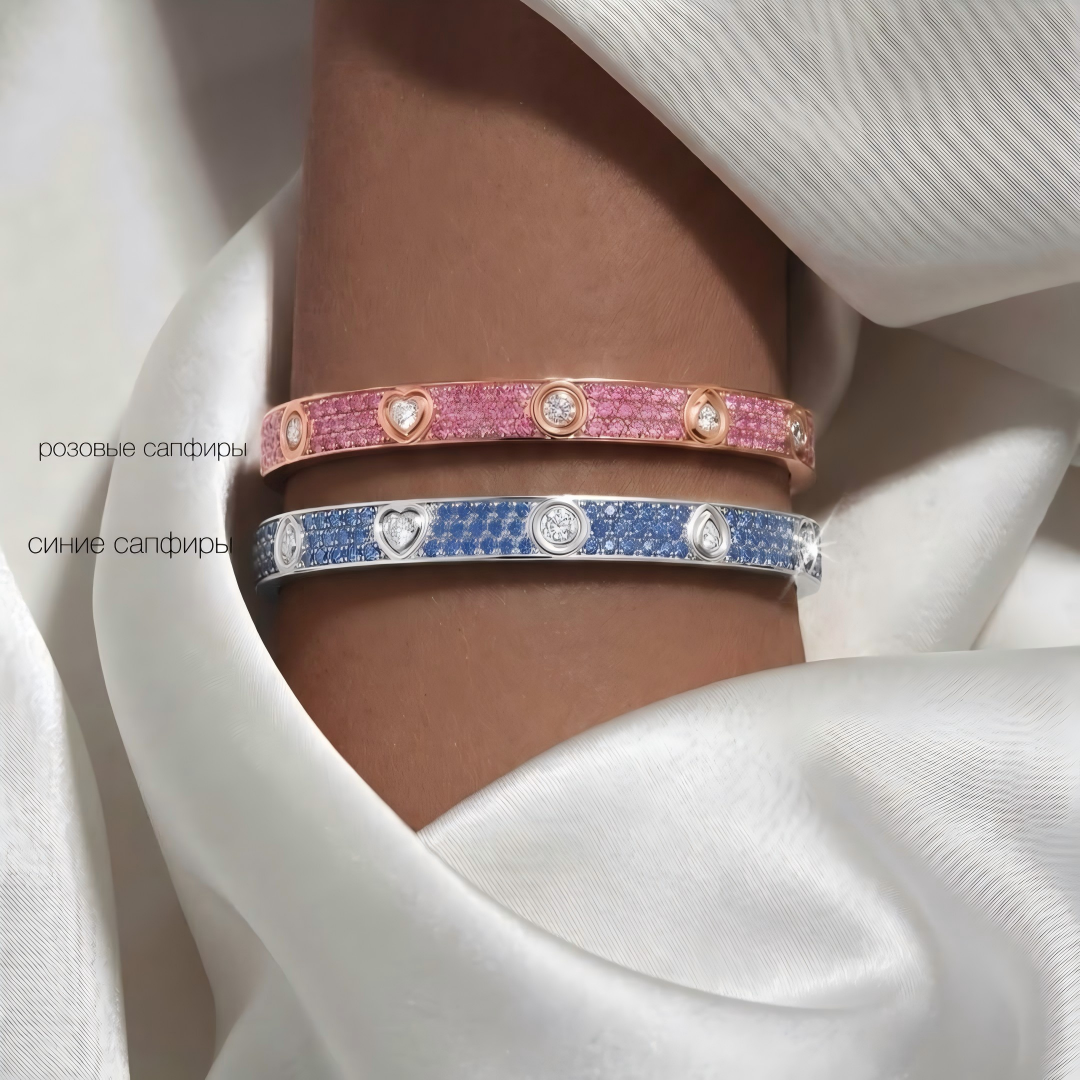 [⭐Seralia]2026 PAVE GEMSTONE LOVE BRACELET 6.1MM 10 DIAMONDS