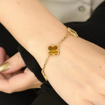[⭐Seralia] CLOVER 5 MOTIFS TIGER EYE BRACELET COLLECTION