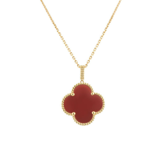 [⭐Seralia]CLOVER 25MM NECKLACE GOLD CARNELIAN