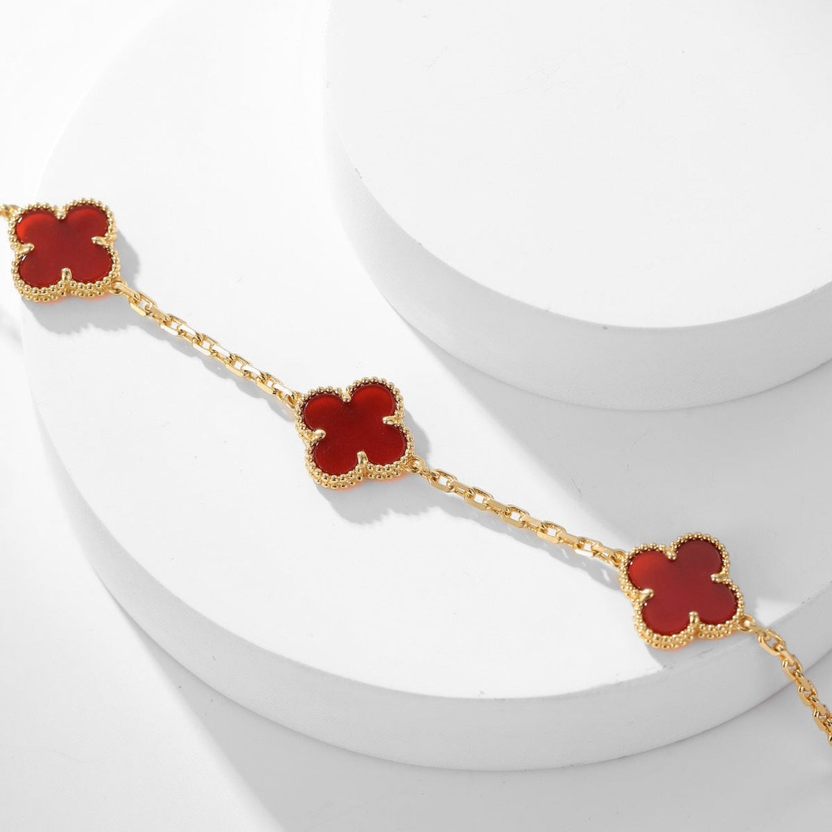 [⭐Seralia]CLOVER 10 MOTIFS CARNELIAN NECKLACE