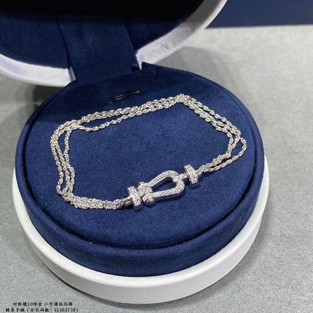 [⭐Seralia]FORCE SMALL HORSESHOE  DIAMOND CHAIN ROPE BRACELET