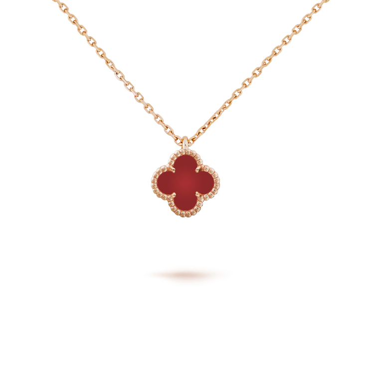[⭐Seralia]CLOVER MINI 9.5MM WHITE CARNELIANS NECKLACE