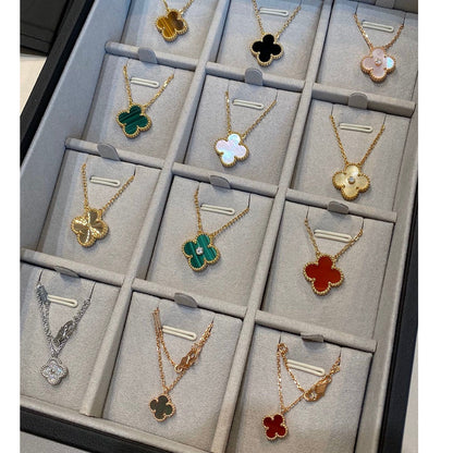 [⭐Seralia]CLOVER 15MM CARNELIAN SINGLE FLOWER NECKLACE