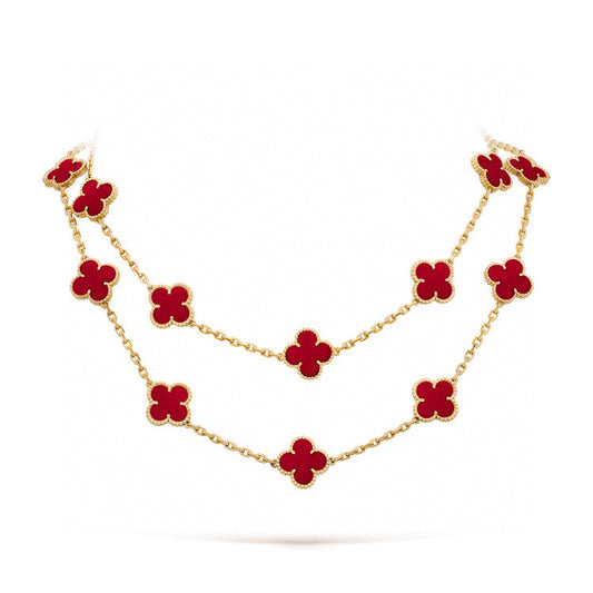 [⭐Seralia]CLOVER 20 MOTIFS CARNELIAN NECKLACE