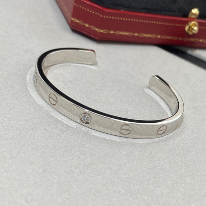 [⭐Seralia]LOVE BRACELET 6.1MM 1 DIAMOND OPEN CUFF