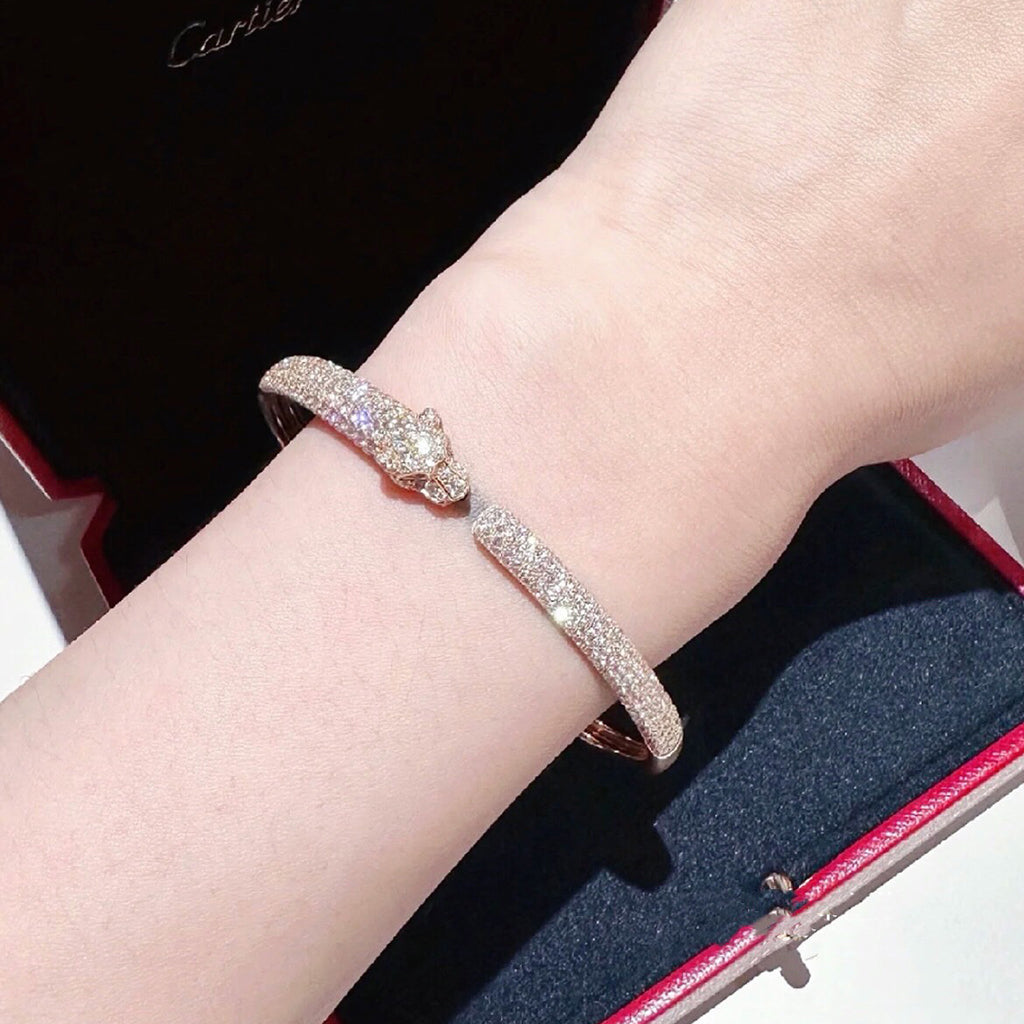 [⭐Seralia]PANTHERE FULL DIAMOND OPEN BRACELET