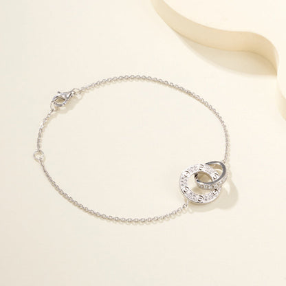 [⭐Seralia]LOVE DOUBLE RING FULL DIAMOND BRACELET