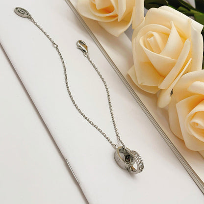 [⭐Seralia]LOVE DOUBLE RING HALF DIAMOND BRACELET