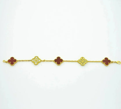 [⭐Seralia] CLOVER 5 MOTIF RED CORNELIAN BRACELET COLLECTION