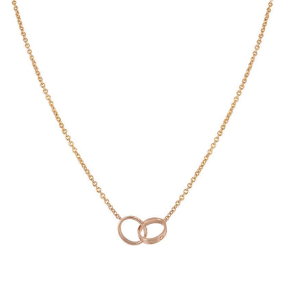 [⭐Seralia]LOVE NECKLACE DOUBLE RING PINK GOLD