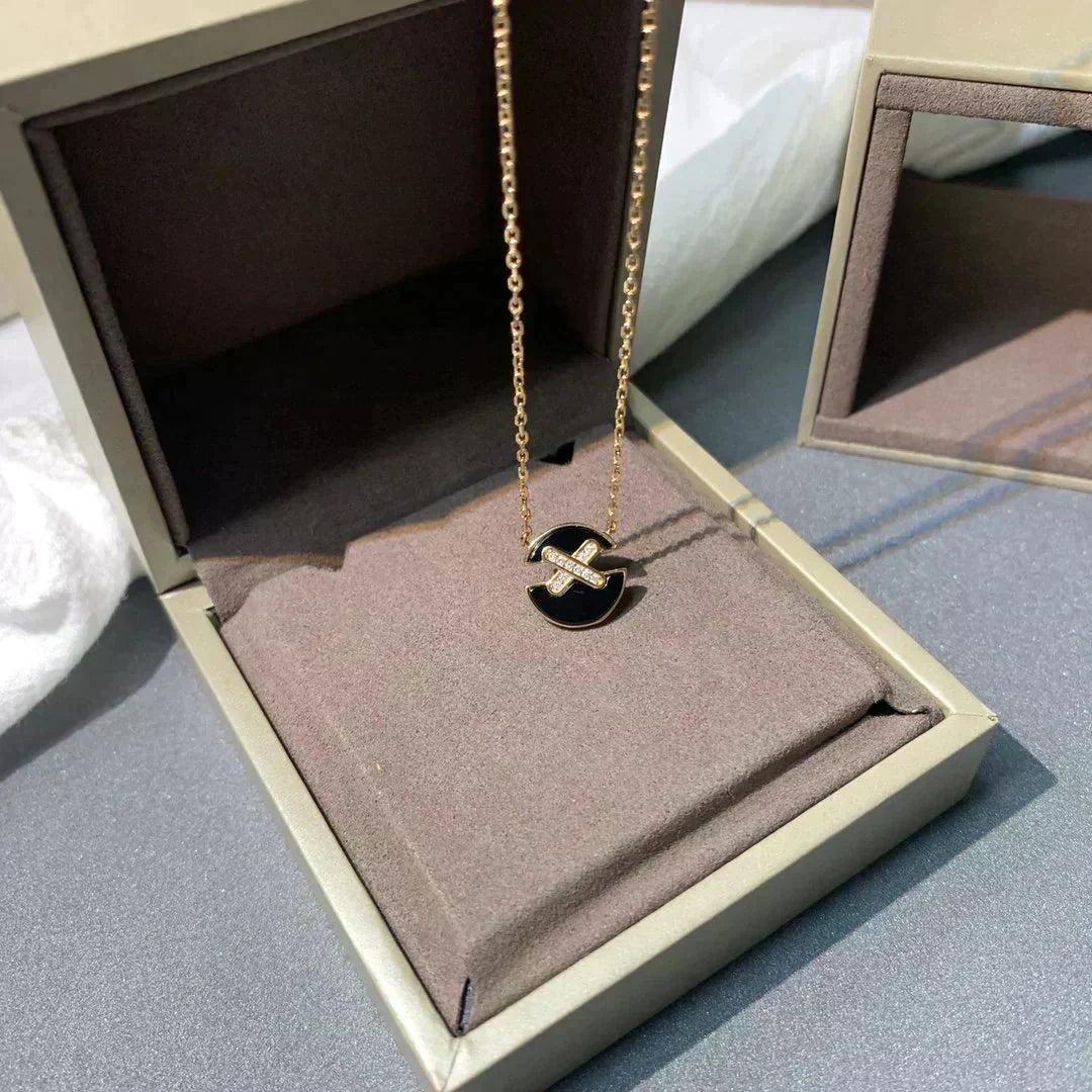 [⭐Seralia]JEUX DE ROSE GOLD DIAMOND NECKLACE