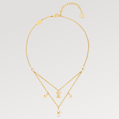 [⭐Seralia]FLOWERGRAM GOLD MOP DOUBLE ROW NECKLACE