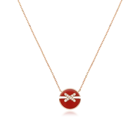 [⭐Seralia]JEUX DE ROSE GOLD DIAMOND NECKLACE