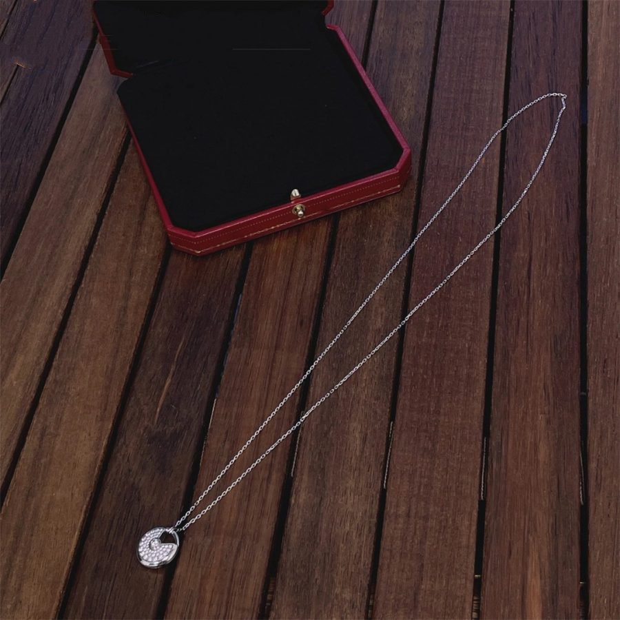 [⭐Seralia]AMULETTE SILVER FULL DIAMOND NECKLACE