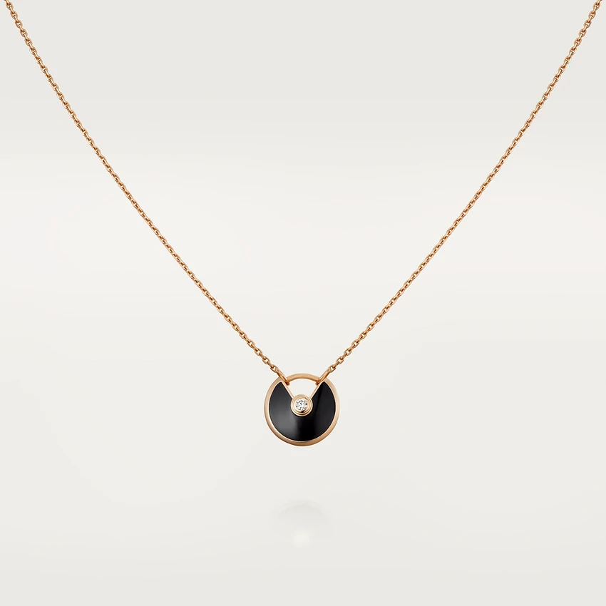 [⭐Seralia]AMULETTE ROSE GOLD ONYX NECKLACE