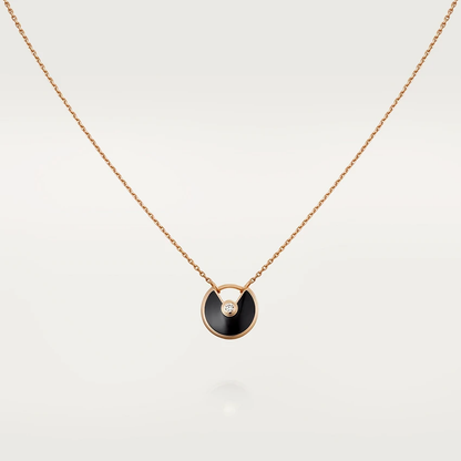 [⭐Seralia]AMULETTE ROSE GOLD ONYX NECKLACE