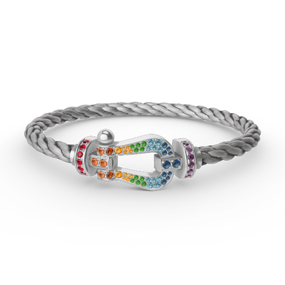 [⭐Seralia]FORC LARGE HORSESHOE  COLORED DIAMOND BRACELET SILVER