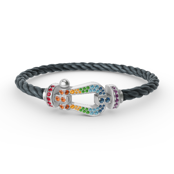 [⭐Seralia]FORC LARGE HORSESHOE  COLORED DIAMOND BRACELET SILVER