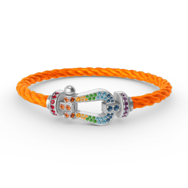 [⭐Seralia]FORC LARGE HORSESHOE  COLORED DIAMOND BRACELET SILVER