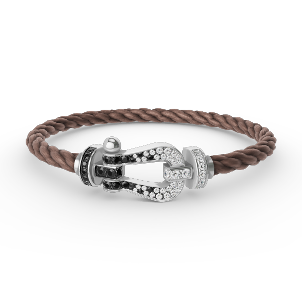 [⭐Seralia]FORCE LARGE HORSESHOE BLACK WHITE DIAMOND BRACELET SILVER