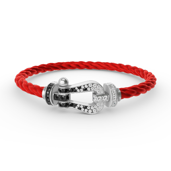 [⭐Seralia]FORCE LARGE HORSESHOE BLACK WHITE DIAMOND BRACELET SILVER